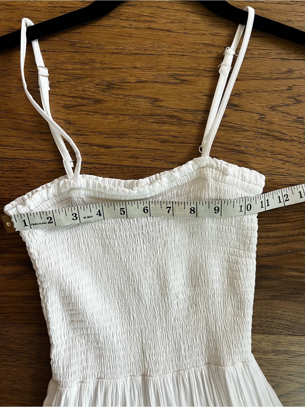 Angie White Smocked Bodice Ruffle-Hem Midi Dress Suze Small - Picture 4 of 5